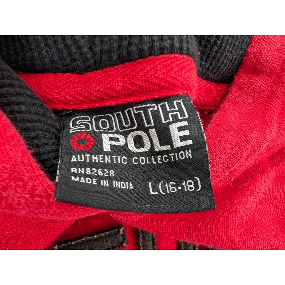 Vintage South Pole Hoodie Sweatshirt Women's L 16-18 Red Y2K Streetwear Outdoor - Picture 2 of 8